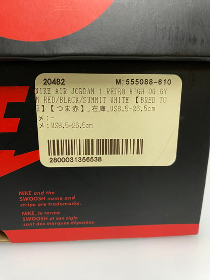 【現状渡し品】【メンズ】 NIKE ナイキ 555088-610 AIR JORDAN 1 RETRO HIGH OG 靴 シューズ スニーカー SNEAKERS 160-260926-zi-33-min サイズ：26.5cm カラー：GYM RED/BLACK-SUMMIT WHITE 万代Net店