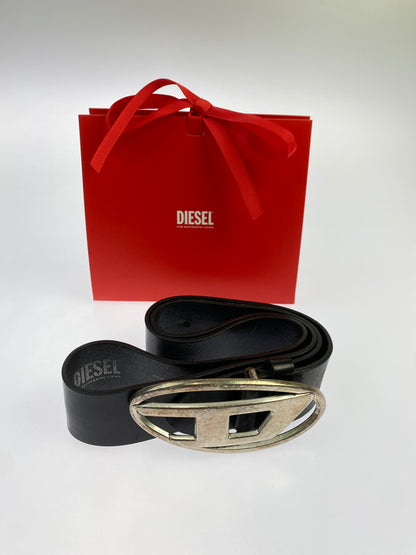 【現状渡し品】【メンズ】 DIESEL ディーゼル カウレザーベルト X08516 小物 205-260929-hu-42-min サイズ：34インチ カラー：ブラック/シルバー 万代Net店