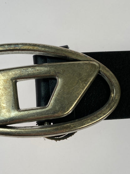 【現状渡し品】【メンズ】 DIESEL ディーゼル カウレザーベルト X08516 小物 205-260929-hu-42-min サイズ：34インチ カラー：ブラック/シルバー 万代Net店