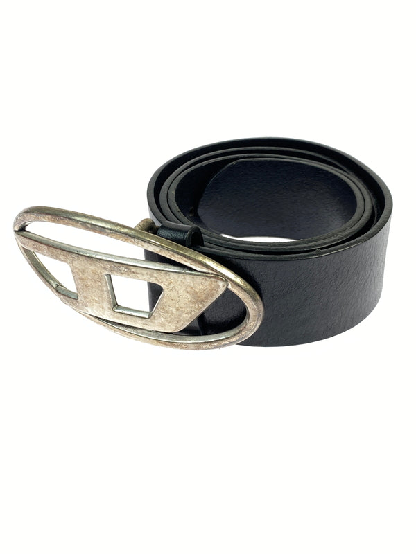 【現状渡し品】【メンズ】 DIESEL ディーゼル カウレザーベルト X08516 小物 205-260929-hu-42-min サイズ：34インチ カラー：ブラック/シルバー 万代Net店