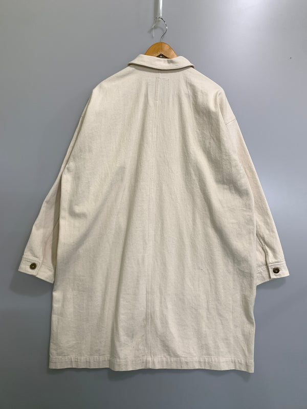 【中古品】【メンズ】 LE PIGEON VOYAGEUR ルピジョンヴォワイヤジュール LONG COVERALLS ロングカバーオール PGA3-25U002 アウター 145-261023-hu-08-min サイズ：L カラー：クリーム色系 万代Net店