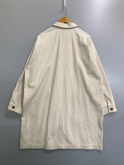 【中古品】【メンズ】 LE PIGEON VOYAGEUR ルピジョンヴォワイヤジュール LONG COVERALLS ロングカバーオール PGA3-25U002 アウター 145-261023-hu-08-min サイズ：L カラー：クリーム色系 万代Net店