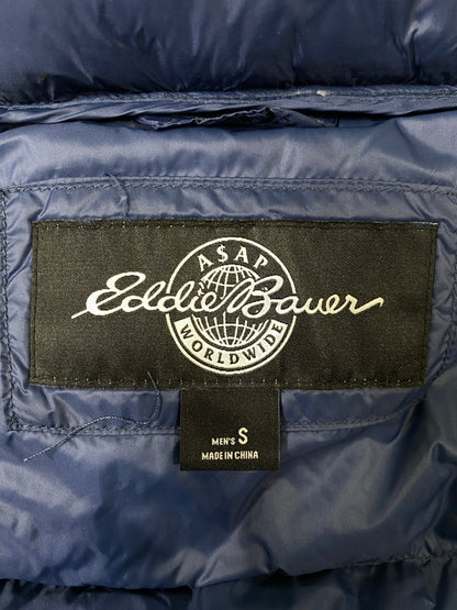 【中古美品】【メンズ】 EDDIE BAUER エディー・バウアー × ASAP ROCKEY エイサップ・ロッキー EBTEK DUCK DOWN エブテック ダック ダウン アウター 144-260926-zi-09-min サイズ：S カラー：ブルー 万代Net店