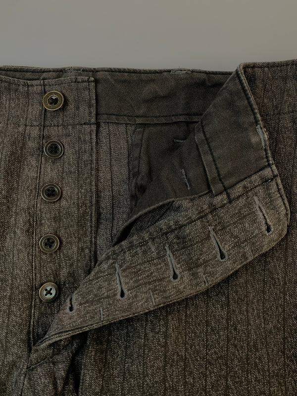 【中古品】【メンズ】 RALPH LAUREN RRL ラルフローレン ダブルアールエル BLACK CHAMBRAY PANTS ブラックシャンブレーパンツ ワークパンツ 157-261003-ta-10-min サイズ：32×30 カラー：グレー系 万代Net店