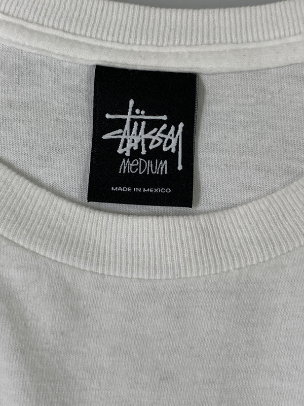 【中古品】【メンズ】 BAPE ベイプ × STUSSY ステューシー SURVIVAL OF THE FITTEST SKULL LOGO S/S TEE バイバル オブ ザ フィテスト スカル ロゴ ショートスリーブ 半袖 Tシャツ トップス 142-261002-em-20-min サイズ：M カラー：ホワイト 万代Net店