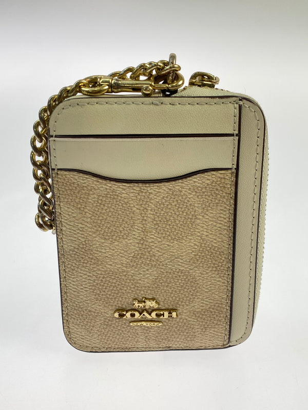 【中古品】【メンズ】 COACH コーチ ジップ カード ケース シグネチャー キャンバス CW883 小物 183-260929-hu-40-min カラー：ホワイト/ベージュ 万代Net店