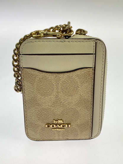 【中古品】【メンズ】 COACH コーチ ジップ カード ケース シグネチャー キャンバス CW883 小物 183-260929-hu-40-min カラー：ホワイト/ベージュ 万代Net店