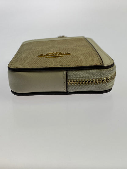 【中古品】【メンズ】 COACH コーチ ジップ カード ケース シグネチャー キャンバス CW883 小物 183-260929-hu-40-min カラー：ホワイト/ベージュ 万代Net店