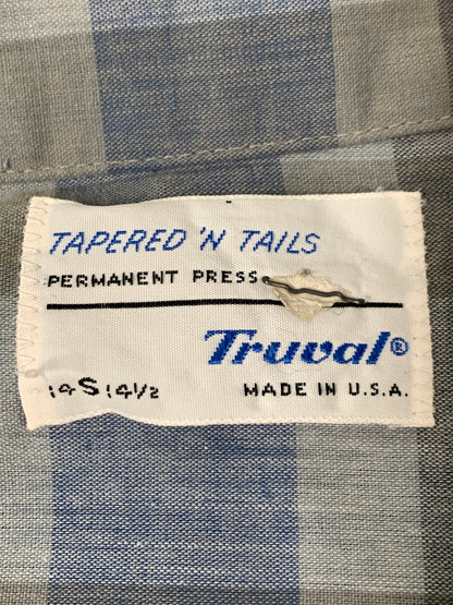 【中古品】【メンズ】 TRUVAL トゥルーヴァル USA製 60S TAPERED N TAILS VINTAGE SHIRT テーパード エヌ テイルズ ヴィンテージ シャツ アメリカ製 60年代 ヴィンテージ 146-261002-em-19-min サイズ：S カラー：グレー/ブルー 万代Net店