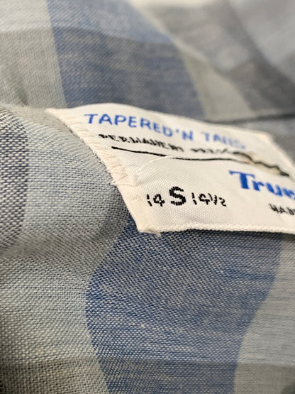 【中古品】【メンズ】 TRUVAL トゥルーヴァル USA製 60S TAPERED N TAILS VINTAGE SHIRT テーパード エヌ テイルズ ヴィンテージ シャツ アメリカ製 60年代 ヴィンテージ 146-261002-em-19-min サイズ：S カラー：グレー/ブルー 万代Net店