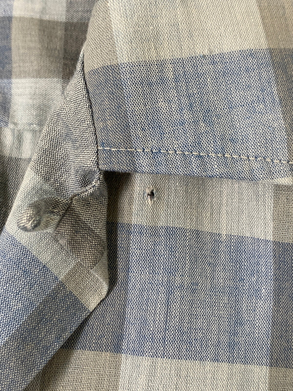 【中古品】【メンズ】 TRUVAL トゥルーヴァル USA製 60S TAPERED N TAILS VINTAGE SHIRT テーパード エヌ テイルズ ヴィンテージ シャツ アメリカ製 60年代 ヴィンテージ 146-261002-em-19-min サイズ：S カラー：グレー/ブルー 万代Net店
