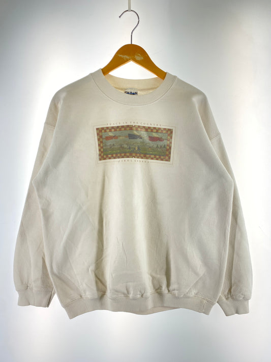【中古品】【メンズ】 USED ユーズド PEACE IN THE COUNTRY SWEATSHIRT CAROL ENDRES ART スウェットシャツ メンズ トップス 長袖 トレーナー 146-261005-em-14-min サイズ：L カラー：ホワイト 万代Net店