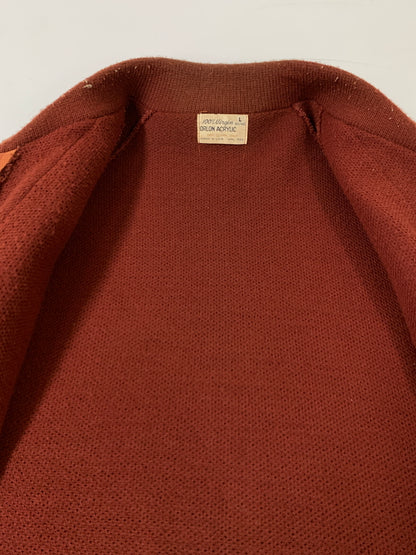 【現状渡し品】【メンズ】 USED ユーズド 70S USA製 KNIT JACKET 70年代 アメリカ製 ニット ジャケット メンズ アウター ヴィンテージ ジップアップ 146-261002-em-18-min サイズ：L カラー：レディッシュブラウン 万代Net店