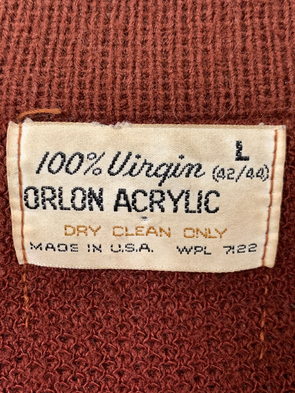 【現状渡し品】【メンズ】 USED ユーズド 70S USA製 KNIT JACKET 70年代 アメリカ製 ニット ジャケット メンズ アウター ヴィンテージ ジップアップ 146-261002-em-18-min サイズ：L カラー：レディッシュブラウン 万代Net店
