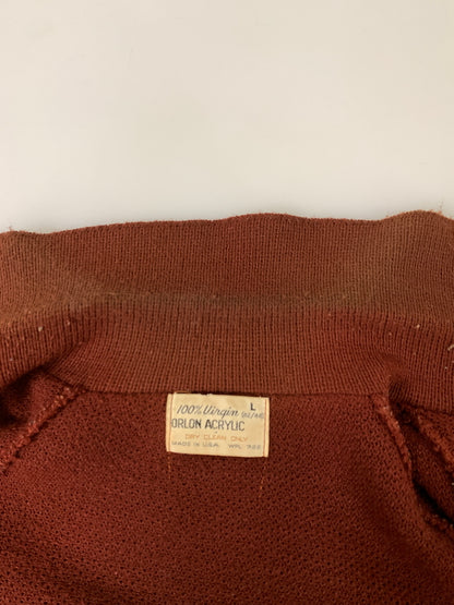 【現状渡し品】【メンズ】 USED ユーズド 70S USA製 KNIT JACKET 70年代 アメリカ製 ニット ジャケット メンズ アウター ヴィンテージ ジップアップ 146-261002-em-18-min サイズ：L カラー：レディッシュブラウン 万代Net店