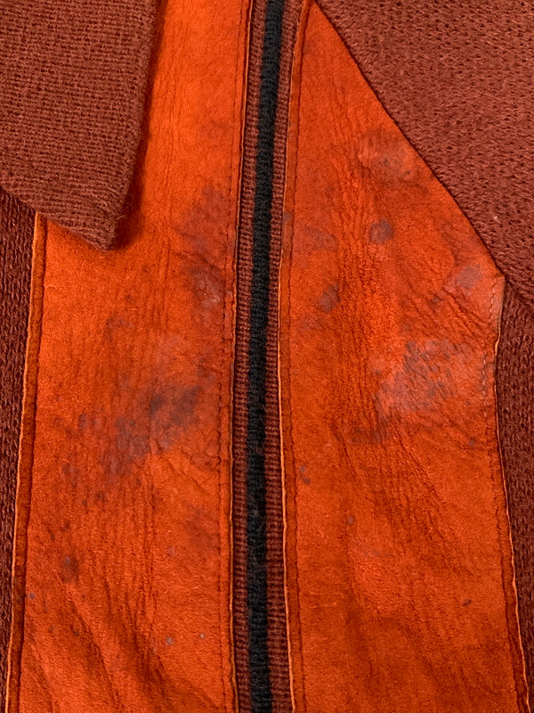 【現状渡し品】【メンズ】 USED ユーズド 70S USA製 KNIT JACKET 70年代 アメリカ製 ニット ジャケット メンズ アウター ヴィンテージ ジップアップ 146-261002-em-18-min サイズ：L カラー：レディッシュブラウン 万代Net店