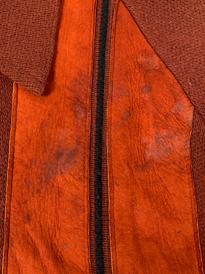 【現状渡し品】【メンズ】 USED ユーズド 70S USA製 KNIT JACKET 70年代 アメリカ製 ニット ジャケット メンズ アウター ヴィンテージ ジップアップ 146-261002-em-18-min サイズ：L カラー：レディッシュブラウン 万代Net店