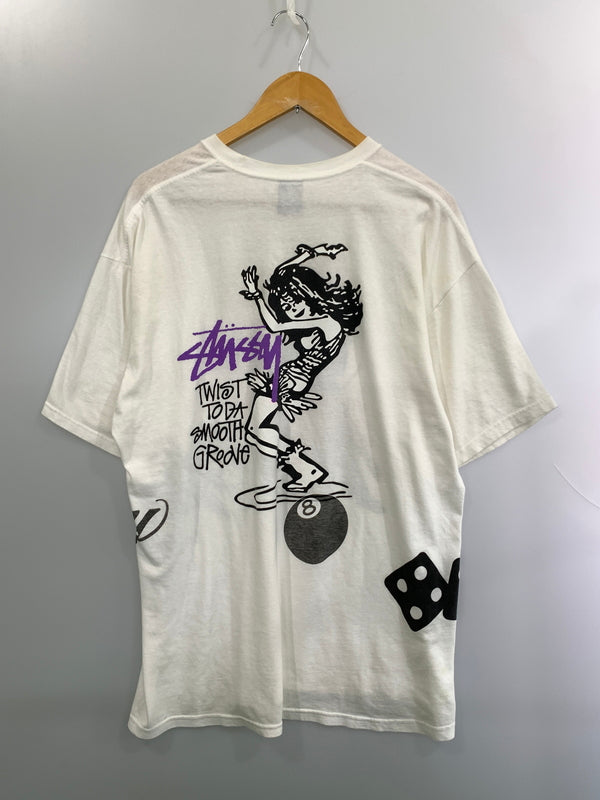 【現状渡し品】【メンズ】 STUSSY ステューシー S/S TEE ローマの休日 ショートスリーブ Tシャツ 半袖Tシャツ トップス 142-260930-yn-33-min サイズ：XL カラー：ホワイト 万代Net店