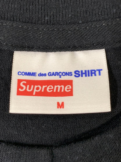【中古品】【メンズ】 SUPREME シュプリーム × COMME DES GARCONS SHIRT コムデギャルソンシャツ 14SS TEE 半袖Tシャツ メンズ トップス カットソー 149-261002-em-21-min サイズ：M カラー：ブラック 万代Net店