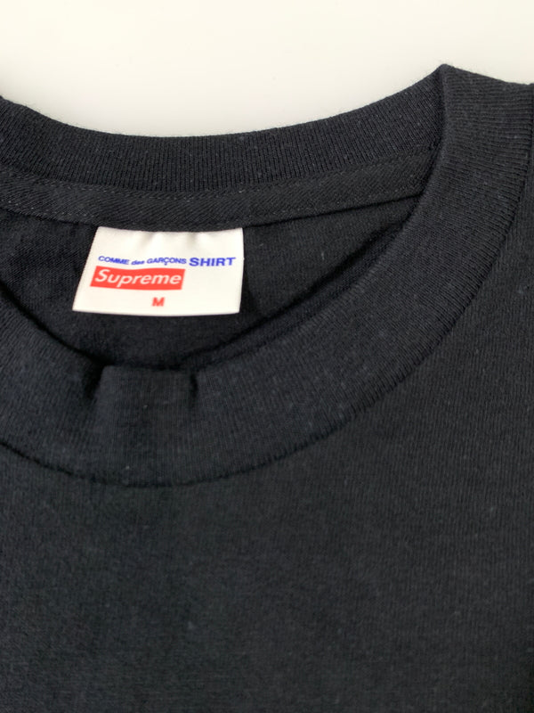 【中古品】【メンズ】 SUPREME シュプリーム × COMME DES GARCONS SHIRT コムデギャルソンシャツ 14SS TEE 半袖Tシャツ メンズ トップス カットソー 149-261002-em-21-min サイズ：M カラー：ブラック 万代Net店