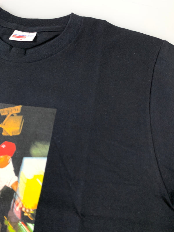 【中古品】【メンズ】 SUPREME シュプリーム × COMME DES GARCONS SHIRT コムデギャルソンシャツ 14SS TEE 半袖Tシャツ メンズ トップス カットソー 149-261002-em-21-min サイズ：M カラー：ブラック 万代Net店