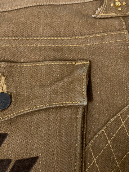 【中古品】【メンズ】 SKULL FLIGHT スカルフライト SS PANTS TYPE2 ストレッチ ノーマルポケット ブーツカット スピードスペクター メンズ ボトムス バイカー 157-261002-em-03-min サイズ：32 カラー：ブラウン 万代Net店