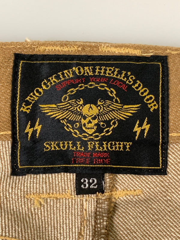 【中古品】【メンズ】 SKULL FLIGHT スカルフライト SS PANTS TYPE2 ストレッチ ノーマルポケット ブーツカット スピードスペクター メンズ ボトムス バイカー 157-261002-em-03-min サイズ：32 カラー：ブラウン 万代Net店