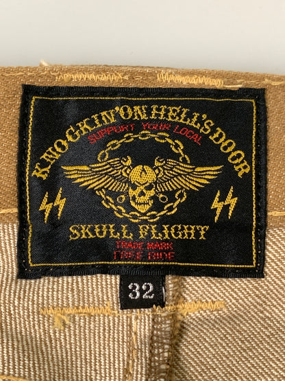 【中古品】【メンズ】 SKULL FLIGHT スカルフライト SS PANTS TYPE2 ストレッチ ノーマルポケット ブーツカット スピードスペクター メンズ ボトムス バイカー 157-261002-em-03-min サイズ：32 カラー：ブラウン 万代Net店