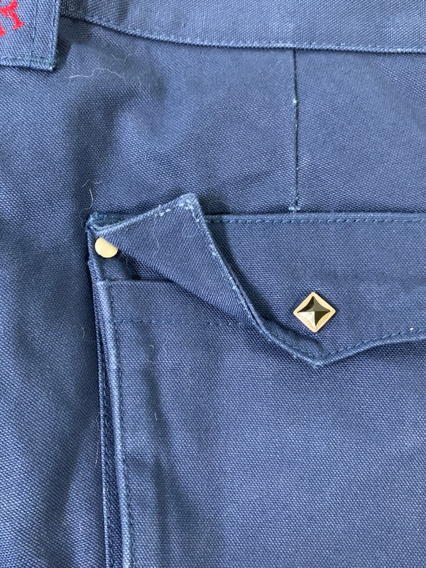 【中古品】【メンズ】 SKULL FLIGHT スカルフライト SS PANTS TYPE2 ストレッチ ノーマルポケット ブーツカット スピードスペクター メンズ ボトムス バイカー 157-261002-em-06-min サイズ：34 カラー：ブルー 万代Net店