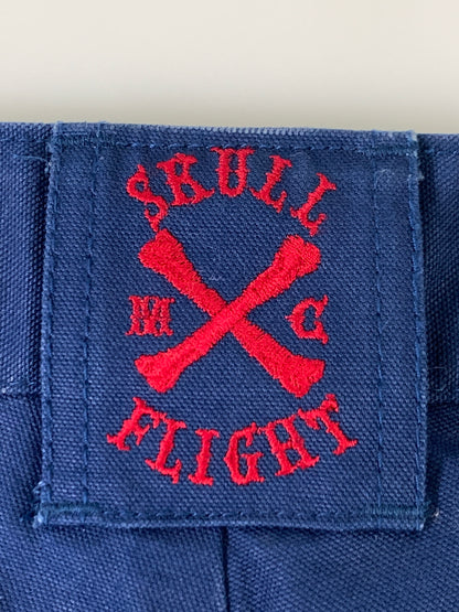 【中古品】【メンズ】 SKULL FLIGHT スカルフライト SS PANTS TYPE2 ストレッチ ノーマルポケット ブーツカット スピードスペクター メンズ ボトムス バイカー 157-261002-em-06-min サイズ：34 カラー：ブルー 万代Net店