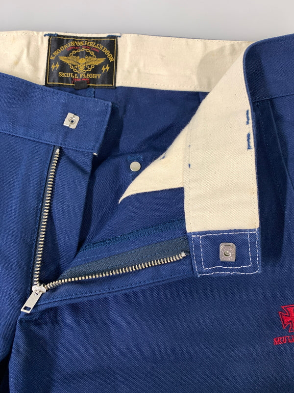 【中古品】【メンズ】 SKULL FLIGHT スカルフライト SS PANTS TYPE2 ストレッチ ノーマルポケット ブーツカット スピードスペクター メンズ ボトムス バイカー 157-261002-em-05-min サイズ：34 カラー：ブルー 万代Net店