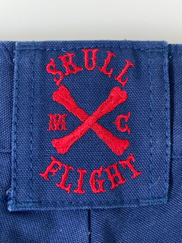 【中古品】【メンズ】 SKULL FLIGHT スカルフライト SS PANTS TYPE2 ストレッチ ノーマルポケット ブーツカット スピードスペクター メンズ ボトムス バイカー 157-261002-em-05-min サイズ：34 カラー：ブルー 万代Net店