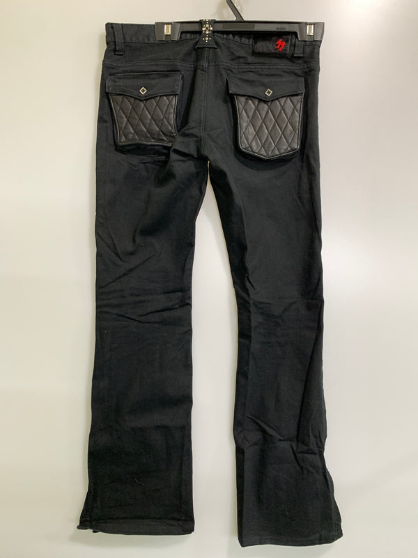 【中古品】【メンズ】 SKULL FLIGHT スカルフライト SS PANTS TYPE2 ストレッチ ノーマルポケット ブーツカット スピードスペクター メンズ ボトムス バイカー 157-261002-em-04-min サイズ：33 カラー：ブラック 万代Net店