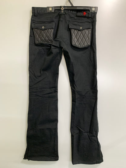 【中古品】【メンズ】 SKULL FLIGHT スカルフライト SS PANTS TYPE2 ストレッチ ノーマルポケット ブーツカット スピードスペクター メンズ ボトムス バイカー 157-261002-em-04-min サイズ：33 カラー：ブラック 万代Net店