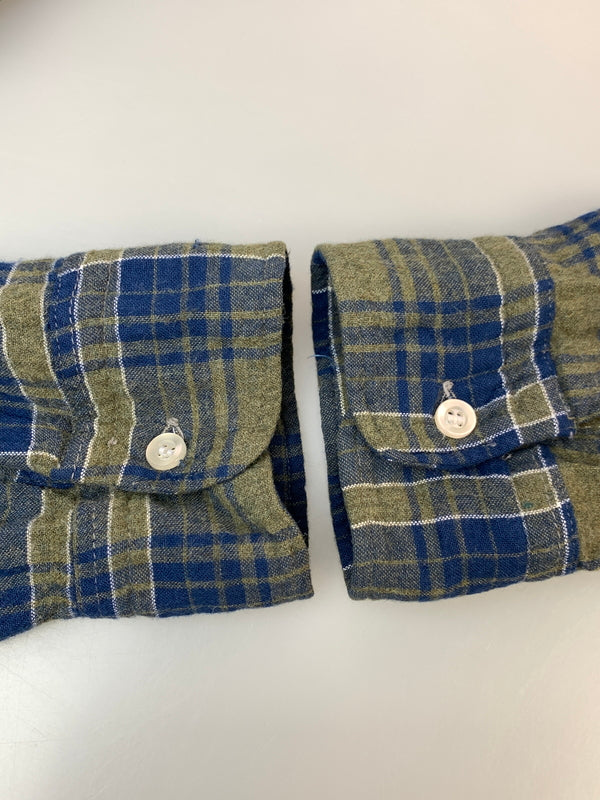 【中古品】【メンズ】 BRENT ブレント 60's CHECK SHIRT 60年代 チェックシャツ 長袖シャツ トップス 146-260930-yn-24-min サイズ：L カラー：ブルー/オリーブグリーン 万代Net店