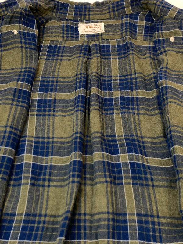 【中古品】【メンズ】 BRENT ブレント 60's CHECK SHIRT 60年代 チェックシャツ 長袖シャツ トップス 146-260930-yn-24-min サイズ：L カラー：ブルー/オリーブグリーン 万代Net店