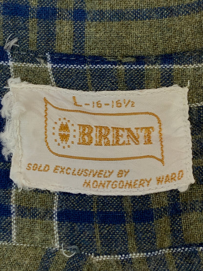 【中古品】【メンズ】 BRENT ブレント 60's CHECK SHIRT 60年代 チェックシャツ 長袖シャツ トップス 146-260930-yn-24-min サイズ：L カラー：ブルー/オリーブグリーン 万代Net店
