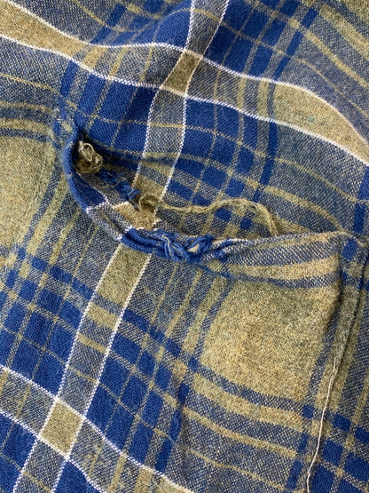 【中古品】【メンズ】 BRENT ブレント 60's CHECK SHIRT 60年代 チェックシャツ 長袖シャツ トップス 146-260930-yn-24-min サイズ：L カラー：ブルー/オリーブグリーン 万代Net店