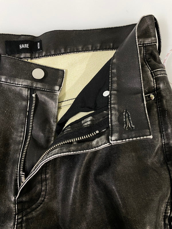 【現状渡し品】【メンズ】 HARE ハレ FAKELEATHER PANT HA010520AD フェイクレザー パンツ メンズ ボトムス 合成皮革 ズボン 158-261002-em-46-min サイズ：M カラー：ブラック 万代Net店