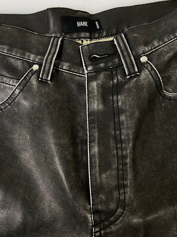 【現状渡し品】【メンズ】 HARE ハレ FAKELEATHER PANT HA010520AD フェイクレザー パンツ メンズ ボトムス 合成皮革 ズボン 158-261002-em-46-min サイズ：M カラー：ブラック 万代Net店