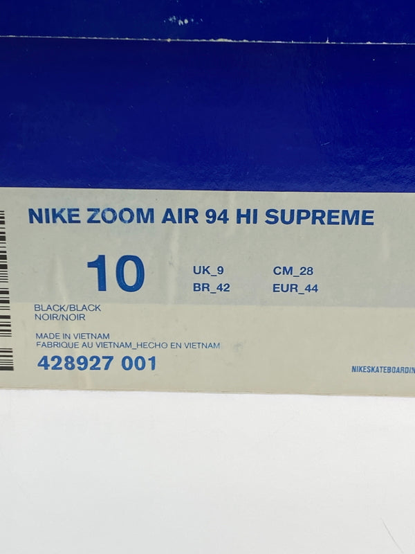 【ジャンク品】【メンズ】 NIKE ナイキ SB ZOOM AIR 94 HI SUPREME 428927-001 ズーム エア 91 ハイ シュプリーム スニーカー 靴 160-260930-yn-40-min サイズ：28.0cm US10 カラー：BLACK/BLACK 万代Net店