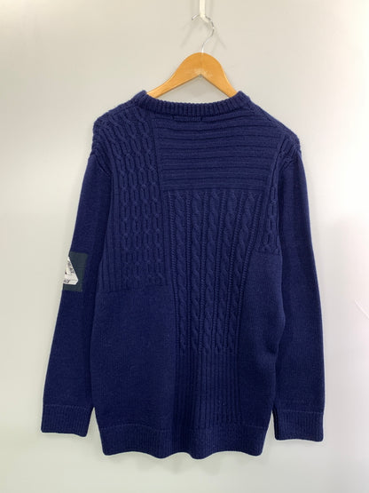 【中古品】【メンズ】 PALACE パレス CABLE PATCHWORK KNIT ケーブル パッチワーク ニット トップス 142-260930-yn-18-min サイズ：L カラー：ネイビー 万代Net店