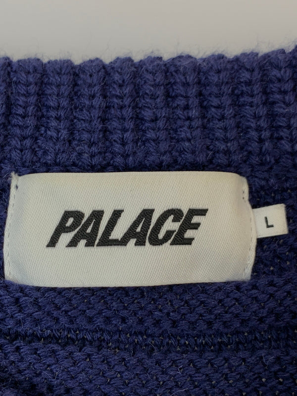 【中古品】【メンズ】 PALACE パレス CABLE PATCHWORK KNIT ケーブル パッチワーク ニット トップス 142-260930-yn-18-min サイズ：L カラー：ネイビー 万代Net店