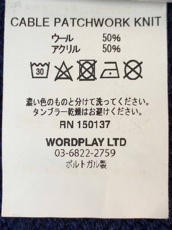 【中古品】【メンズ】 PALACE パレス CABLE PATCHWORK KNIT ケーブル パッチワーク ニット トップス 142-260930-yn-18-min サイズ：L カラー：ネイビー 万代Net店