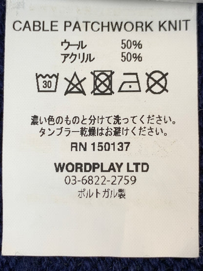 【中古品】【メンズ】 PALACE パレス CABLE PATCHWORK KNIT ケーブル パッチワーク ニット トップス 142-260930-yn-18-min サイズ：L カラー：ネイビー 万代Net店