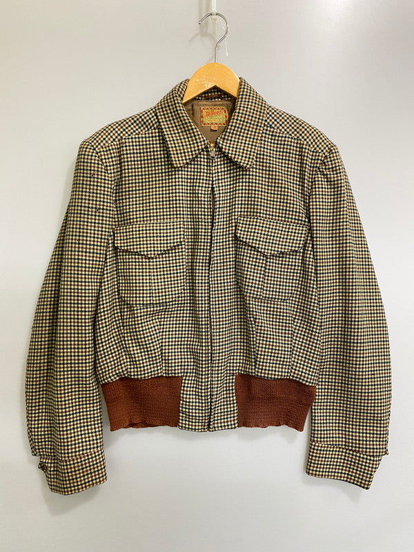 【現状渡し品】【メンズ】 MCGREGOR マックレガー 40-50S HOUNDS TOOTH ZIP-UP BLOUSON 40年代-50年代 ハウンドトゥース ジップアップ ブルゾン アウター ヴィンテージ 146-261002-em-22-min サイズ：38 カラー：ブラウン/グリーン系 万代Net店