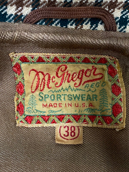 【現状渡し品】【メンズ】 MCGREGOR マックレガー 40-50S HOUNDS TOOTH ZIP-UP BLOUSON 40年代-50年代 ハウンドトゥース ジップアップ ブルゾン アウター ヴィンテージ 146-261002-em-22-min サイズ：38 カラー：ブラウン/グリーン系 万代Net店