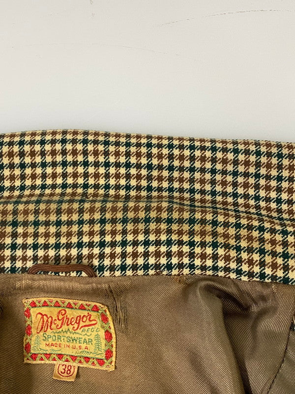 【現状渡し品】【メンズ】 MCGREGOR マックレガー 40-50S HOUNDS TOOTH ZIP-UP BLOUSON 40年代-50年代 ハウンドトゥース ジップアップ ブルゾン アウター ヴィンテージ 146-261002-em-22-min サイズ：38 カラー：ブラウン/グリーン系 万代Net店