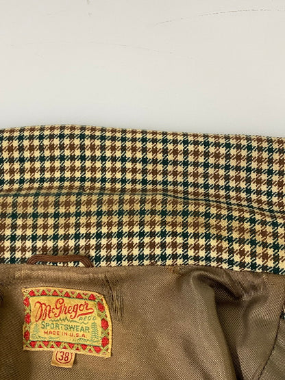 【現状渡し品】【メンズ】 MCGREGOR マックレガー 40-50S HOUNDS TOOTH ZIP-UP BLOUSON 40年代-50年代 ハウンドトゥース ジップアップ ブルゾン アウター ヴィンテージ 146-261002-em-22-min サイズ：38 カラー：ブラウン/グリーン系 万代Net店