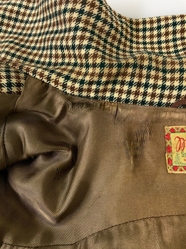【現状渡し品】【メンズ】 MCGREGOR マックレガー 40-50S HOUNDS TOOTH ZIP-UP BLOUSON 40年代-50年代 ハウンドトゥース ジップアップ ブルゾン アウター ヴィンテージ 146-261002-em-22-min サイズ：38 カラー：ブラウン/グリーン系 万代Net店